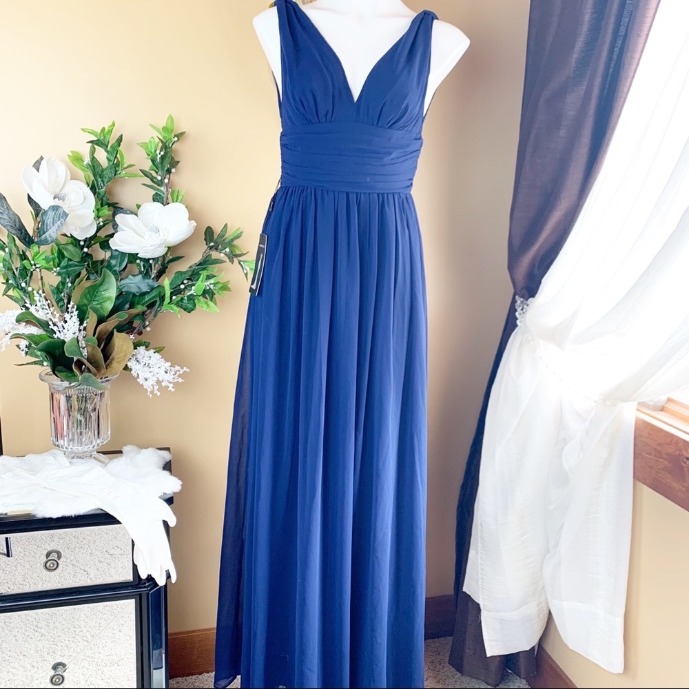 Ever Pretty navy blue chiffon evening gown dress